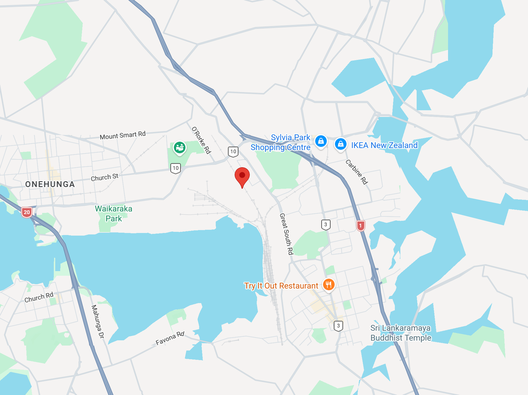 Elite Vacation NZ 奥克兰办公室位置示意图，92 Hugo Johnston Drive, Penrose, Auckland